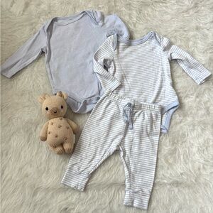 Baby GAP Light Blue and White Clouds and Stripes 3 Piece Set